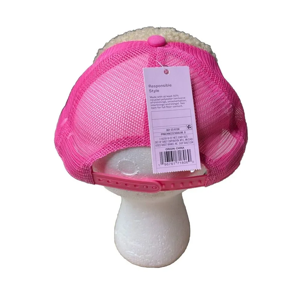 Wild Fable Hat Cap Adjustable Strap Back Pink Fleece Heart with Flames Y2K New